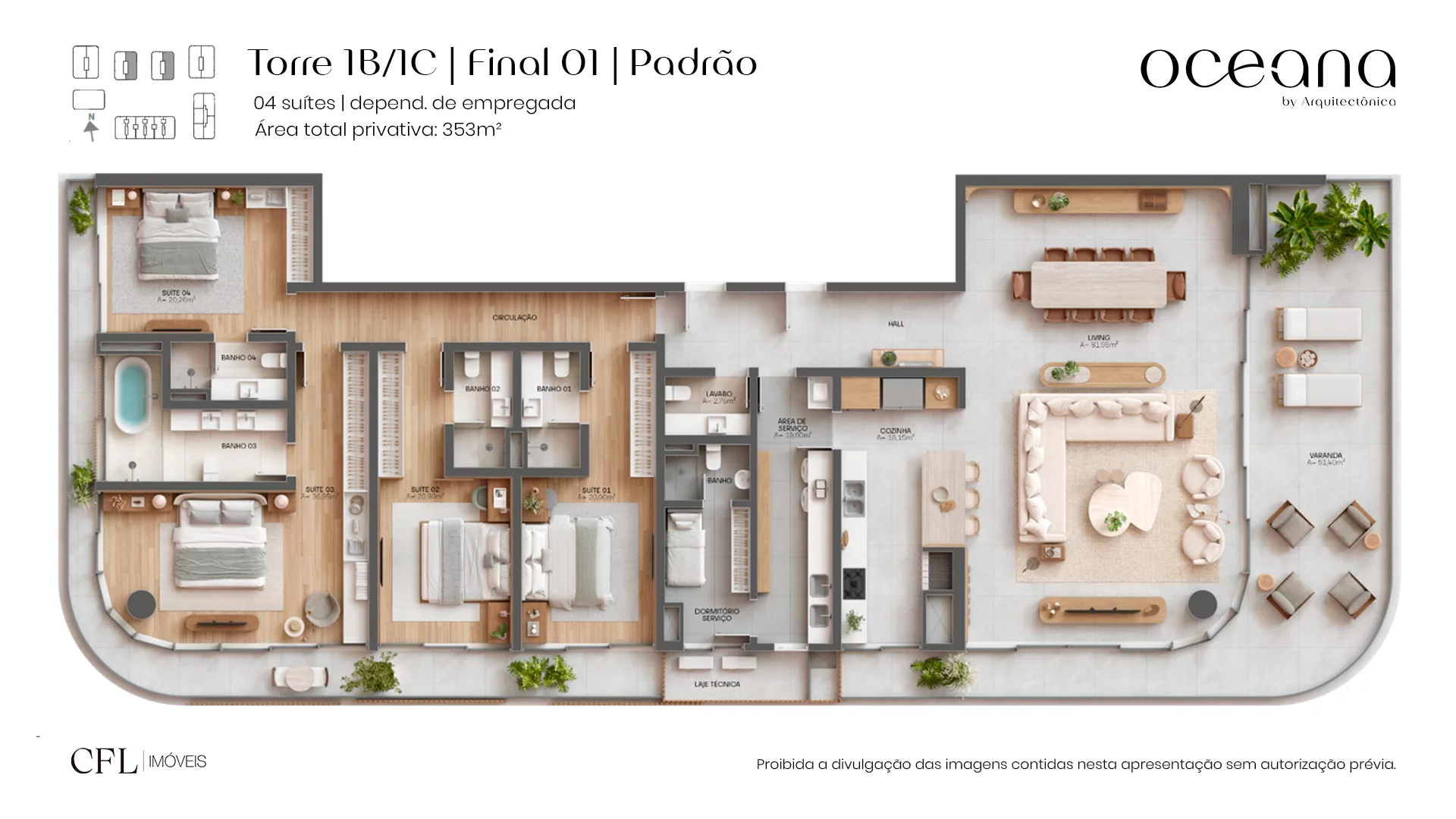 Планировка Torre 1B 1C padrão